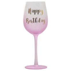 Lyserød Vinglas Happy Birthday