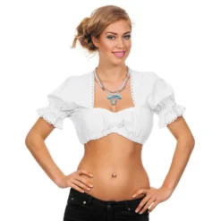 Oktoberfest Bluse Kort Dame Hvid