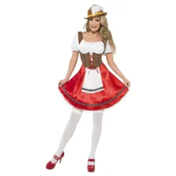 Oktoberfest Kjole Hvid/Rød Kostume