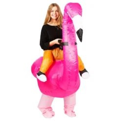 Oppustelig Ridende Flamingo Kostume