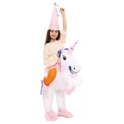 Oppusteligt Ridende Unicorn Børnekostume