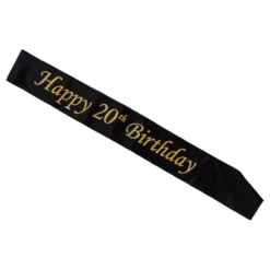 Ordensbånd Happy 20th Birthday Sort/Guld