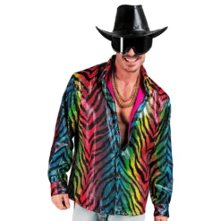 Pailletskjorte Herre Rainbow Tiger