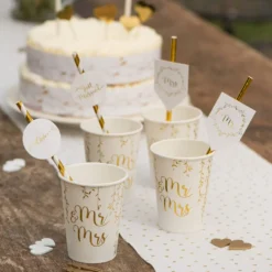 Papkrus Mr & Mrs Hvid/Guld