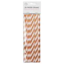 Papsugerør Roséguld Metallic Stribede