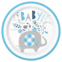 Paptallerkener Elefant Baby Blå