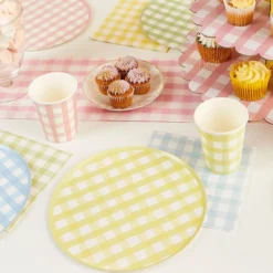 Paptallerkener Gingham