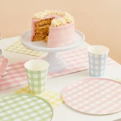 Paptallerkener Gingham