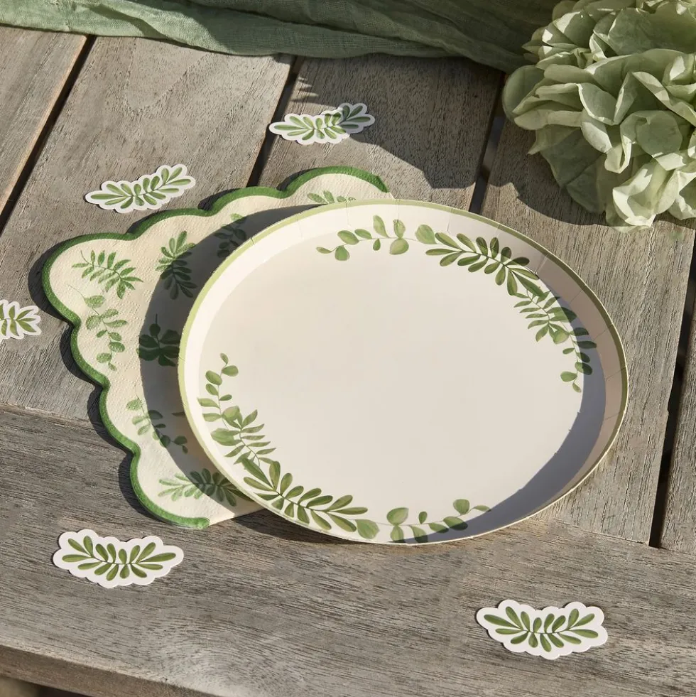 Paptallerkener Grønne Blade Botanic