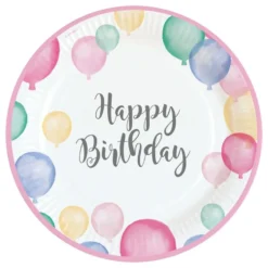 Paptallerkener Happy Birthday Pastel Mix