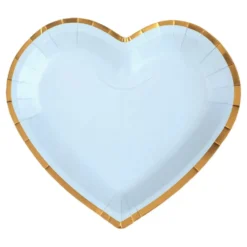 Paptallerkener Hjerte Lyseblå/Guld