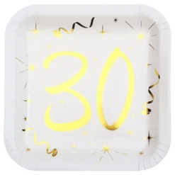 Paptallerkener 30 Hvid/Guld
