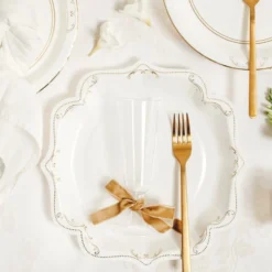 Paptallerkener Ornament Guld/Hvid