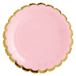 Paptallerkener Runde Lyserød/Guld