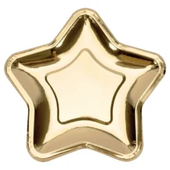 Paptallerkner Stjerne Guld Metallic