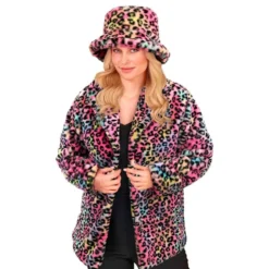 Pelsjakke Leopard Lyserød