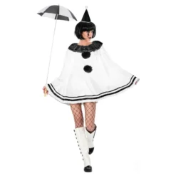 Pierrot Klovn Hvid Dame Kostume