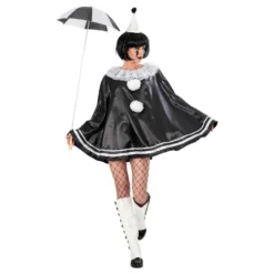Pierrot Klovn Sort Dame Kostume