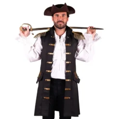 Piratvest Sort Herre Deluxe
