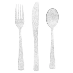Plastbestik Sølv Glitter