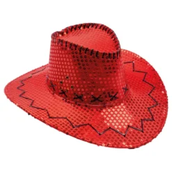 Rød Cowboyhat med Pailletter