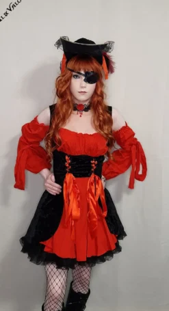 Rød/Sort Pirat Kostume Deluxe