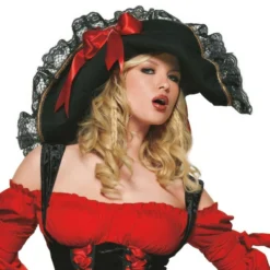 Rød/Sort Pirat Kostume Deluxe