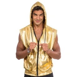 Ærmeløs Hoodie Guld Metallic