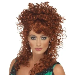 Saloon Girl Rød Krøllet Paryk