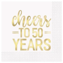 Servietter Cheers to 50 Years Guld