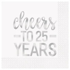 Servietter Cheers to 25 Years Sølv