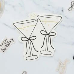 Servietter Cocktailglas Cremehvid Sløjfe