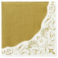 Servietter Damask Guld/Hvid