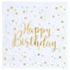 Servietter Happy Birthday Guld/Hvid
