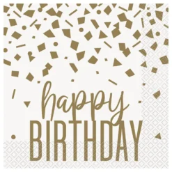 Servietter Happy Birthday Guld