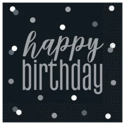 Servietter Happy Birthday Sort Prikket