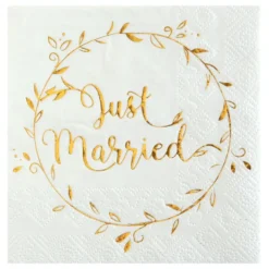 Servietter Just Married Hvid/Guld
