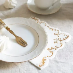 Servietter Ornament Guld/Hvid