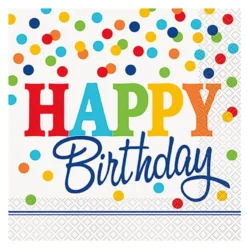 Servietter Polkaprikker Happy Birthday