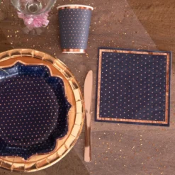 Servietter Prikkede Navy/Rosaguld