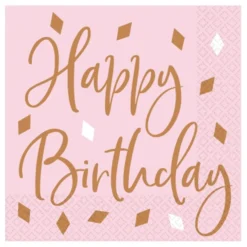 Servietter Roséguld Happy Birthday