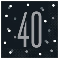 Servietter 40 Sort Prikket