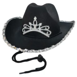 Sort Cowboyhat med Tiara