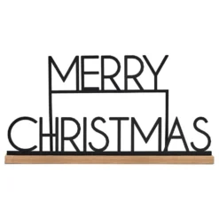 Sort Metalskilt Merry Christmas