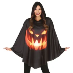Sort Poncho Halloweengræskar