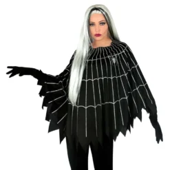 Sort Poncho med Spindelvæv
