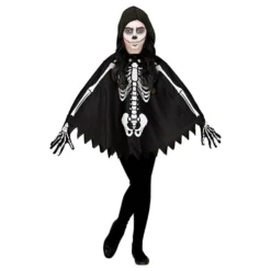 Sort Poncho Skelet Børn