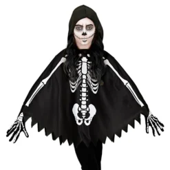 Sort Poncho Skelet Børn