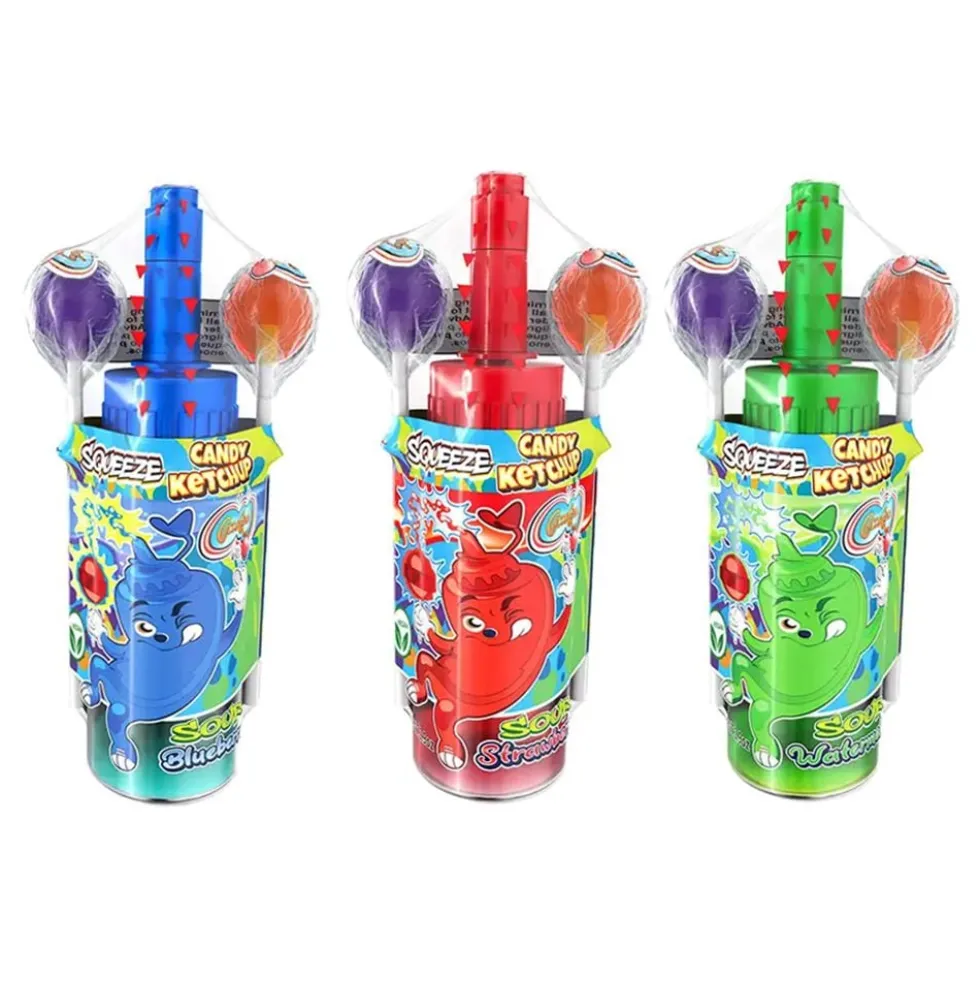 Squeeze Candy Ketchup med Lollipops