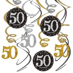 Swirls 50 Guld/Sølv Hængende Dekoration